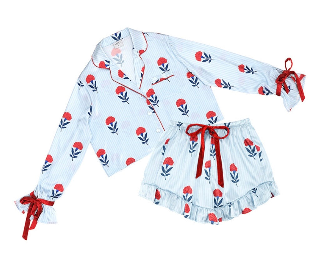 Bella Velvet Bow Floral PJ Set