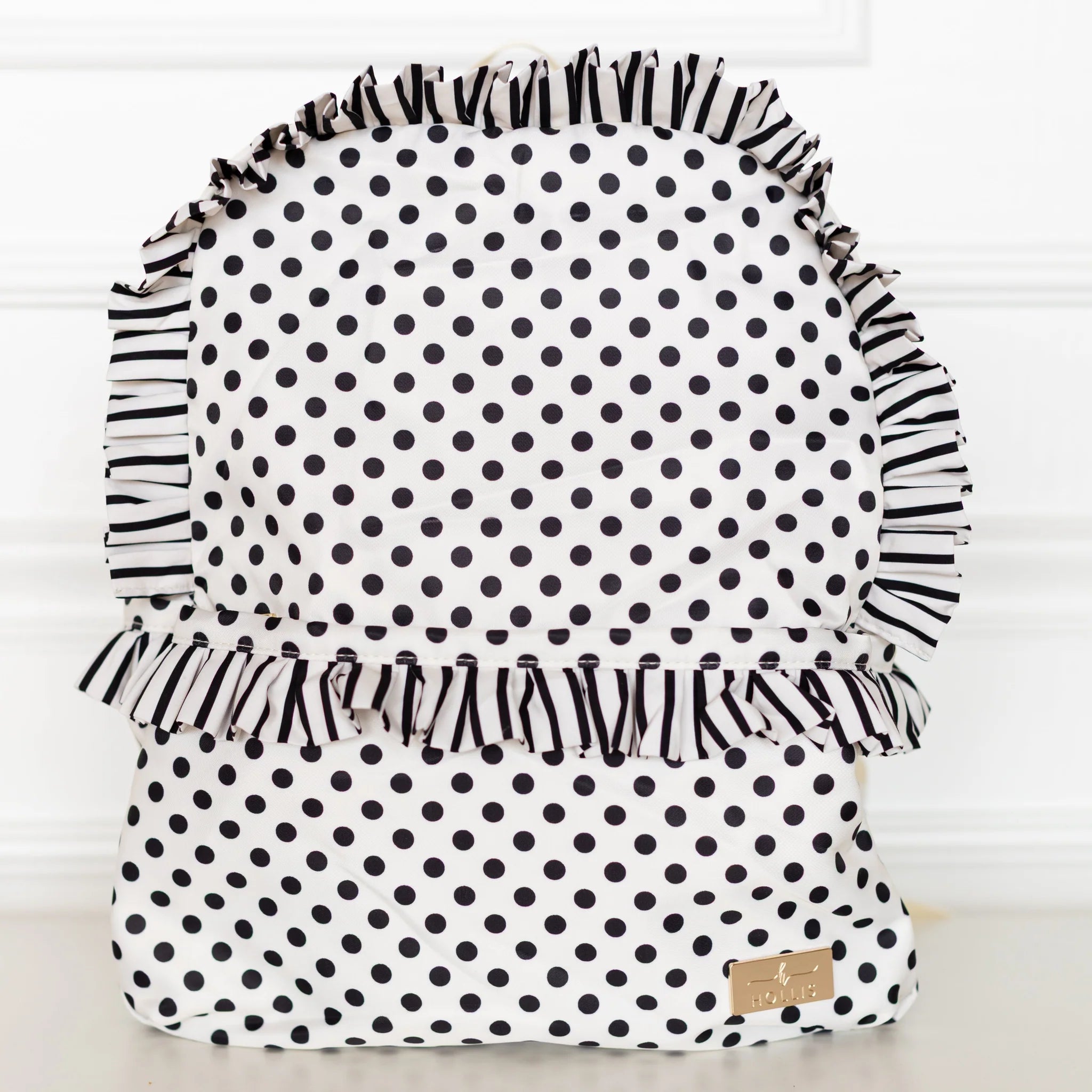 Hollis Polka Stripe Ruffled Nylon Backpack