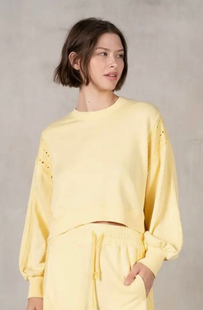Lalamia Semi Crop Yellow Sweatshirt