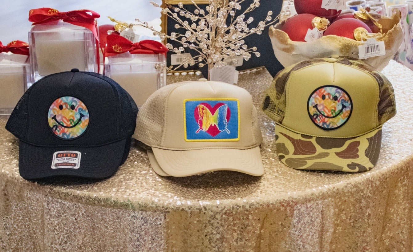 MK Decker Trucker Hat Camo Smiley