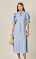 English Factory Stitched Midi Blue Dress