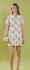 English Factory Beige Embroidery Detail Mini Dress