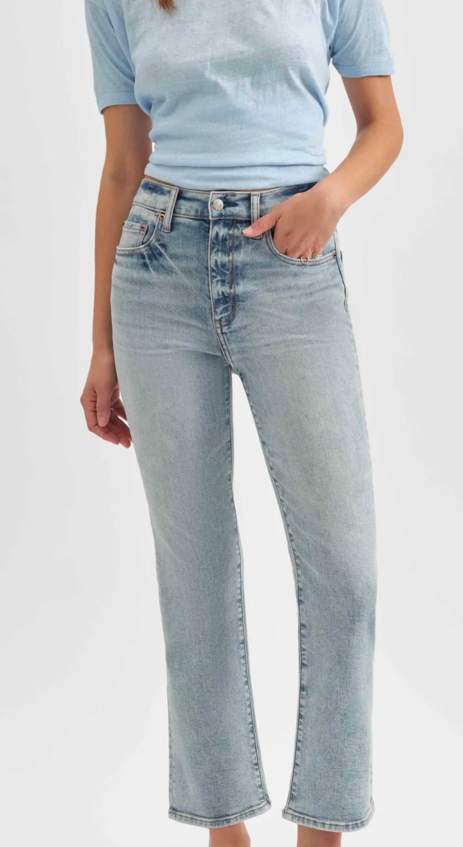 DAZE Demin Shy Girl High Rise Crop Flare Miracle