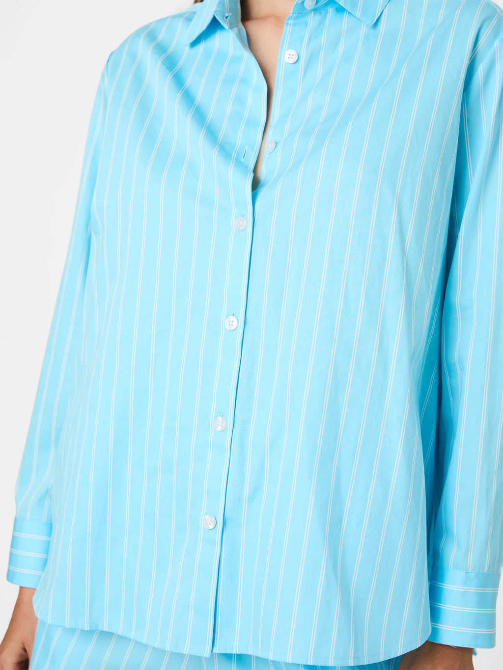 French Connection Alexis Poplin Line Stripe Shirt Blue