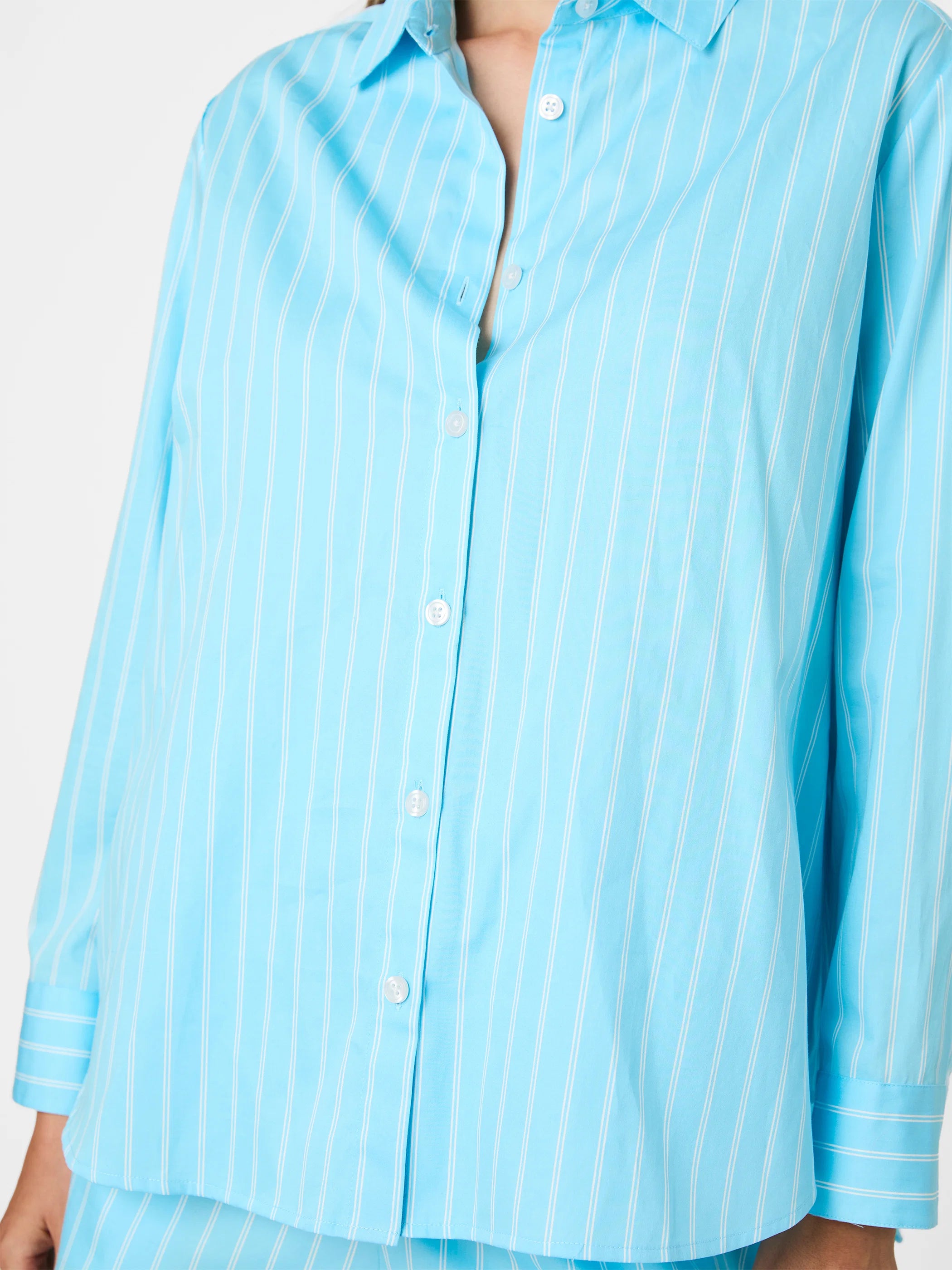French Connection Alexis Poplin Line Stripe Shirt Blue