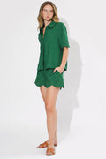 Adelyn Rae Olivia Green Embroidered Top and Short Set