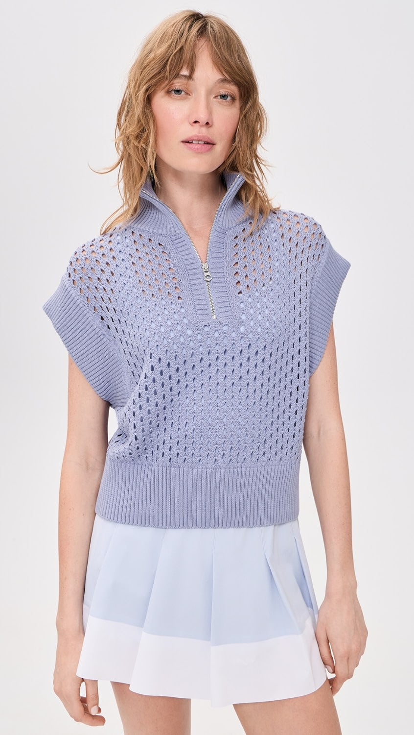 Varley Purple Gaines Half Zip Knit Top