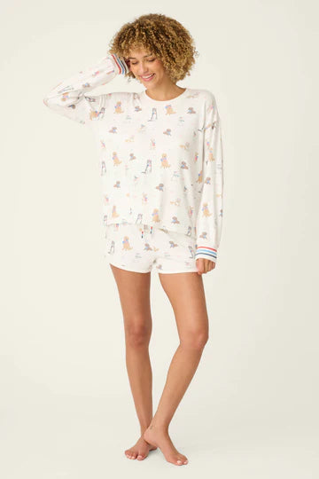 P.J. Salvage Red/White & Woof Long Sleeve Top