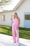 Karlie Mock Scuba Sleeveless Top Pink