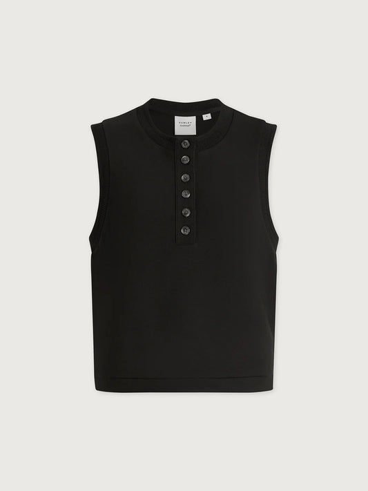 Varley Marla Button Placket Black Tank