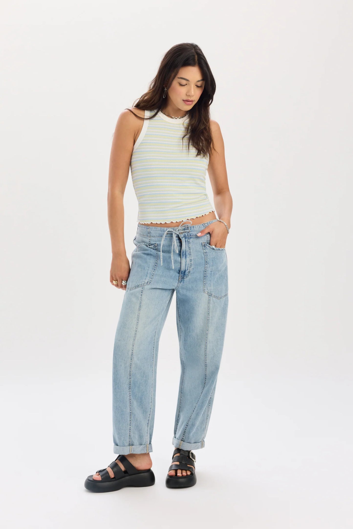 Daze Villa Drawstring Barrel Wild Card Denim