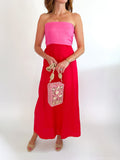 Karlie Red Color Block Bustier Maxi Dress