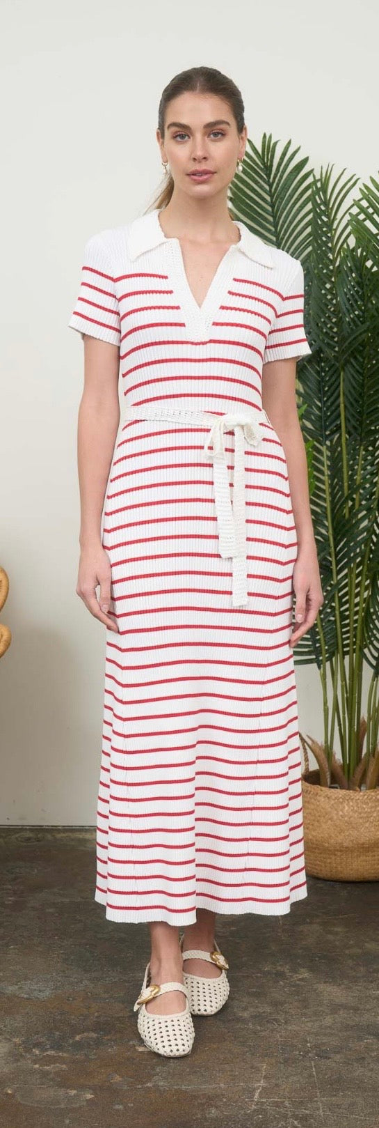Zoe and Claire Red and White Stripe Dress