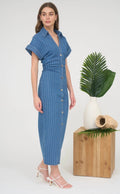 Zoe and Claire Denim Button Down Dress