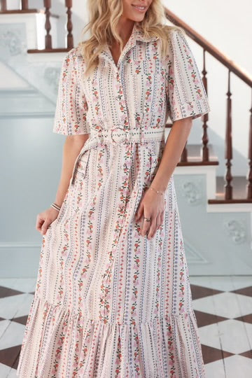 Karlie Ivory French Multi Floral Maxi Dress
