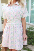 Karlie Pink French Floral Shirt Dress