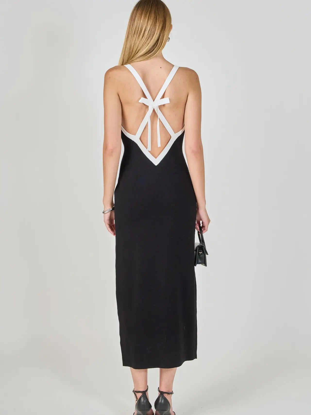 Endless Rose Black Cross Back Knit Midi Dress