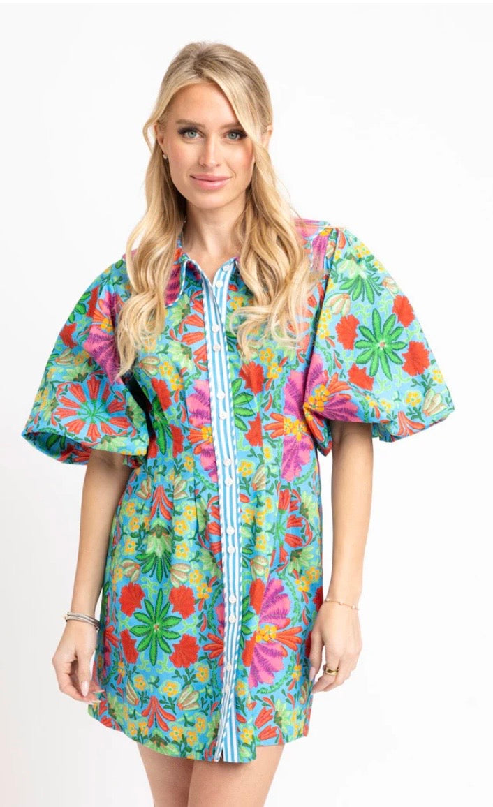 Karlie Tropical Button Shirt Dress