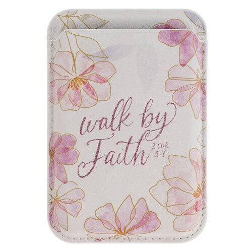 Magnetic Phone Wallet White Floral