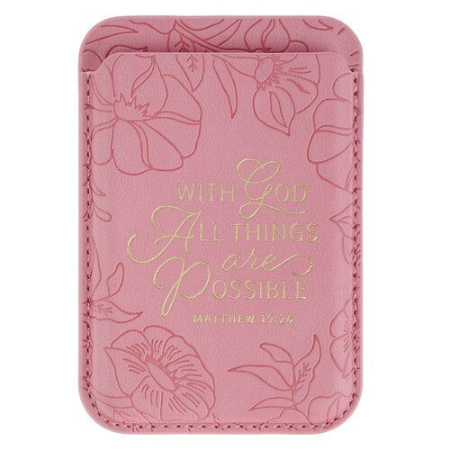 Magnetic Phone Wallet Pink With God