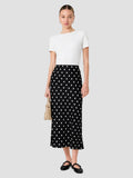 French Connection Black and White Silk Polka Dot Maxi Skirt