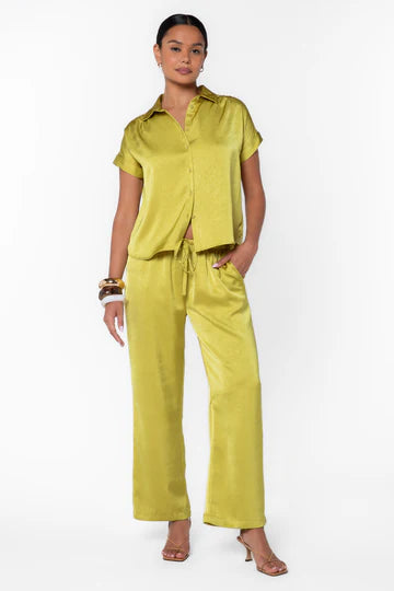 Velvet Heart Crinkle Green Top and Pant Set