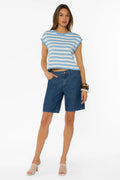 Velvet Heart Abree Crewneck Blue and White Stripe Top