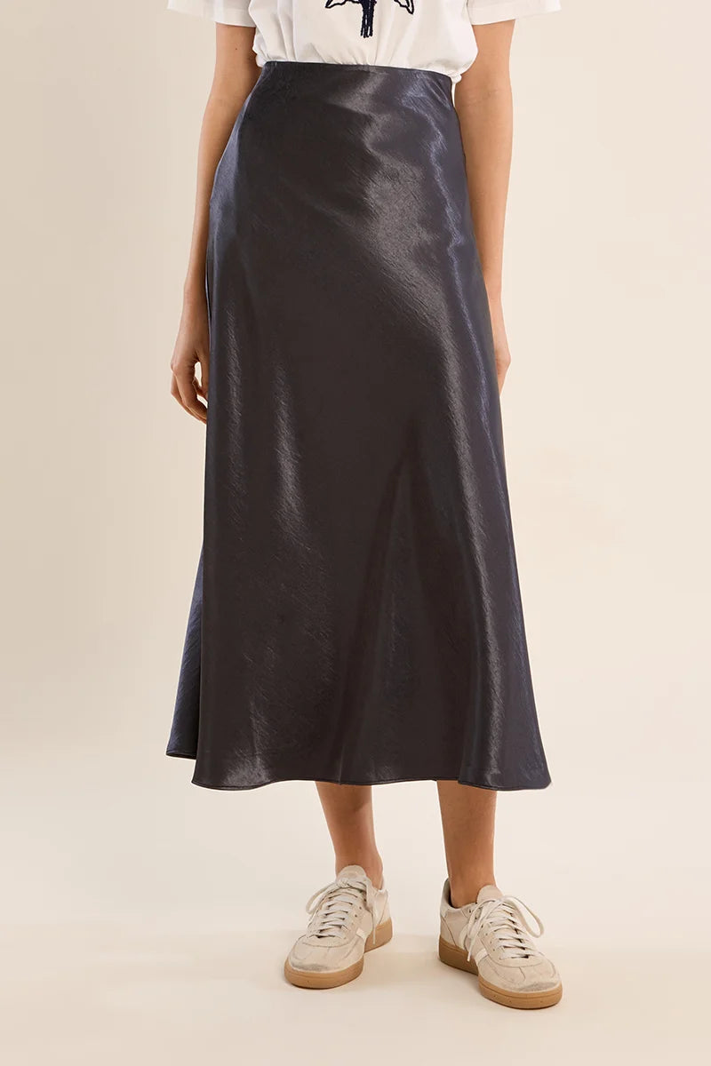 Molly Bracken Woven Skirt in Gun Metal