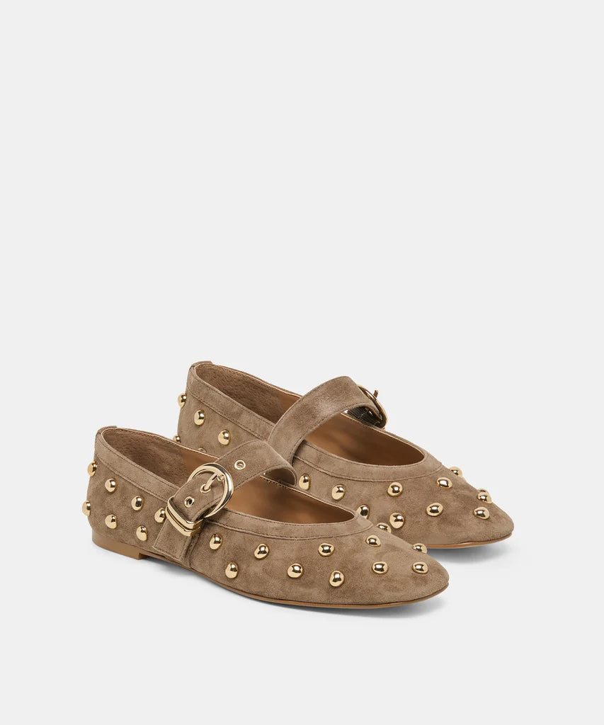 Dolce Vita Mikel Stud Olive Suede Ballet Flat