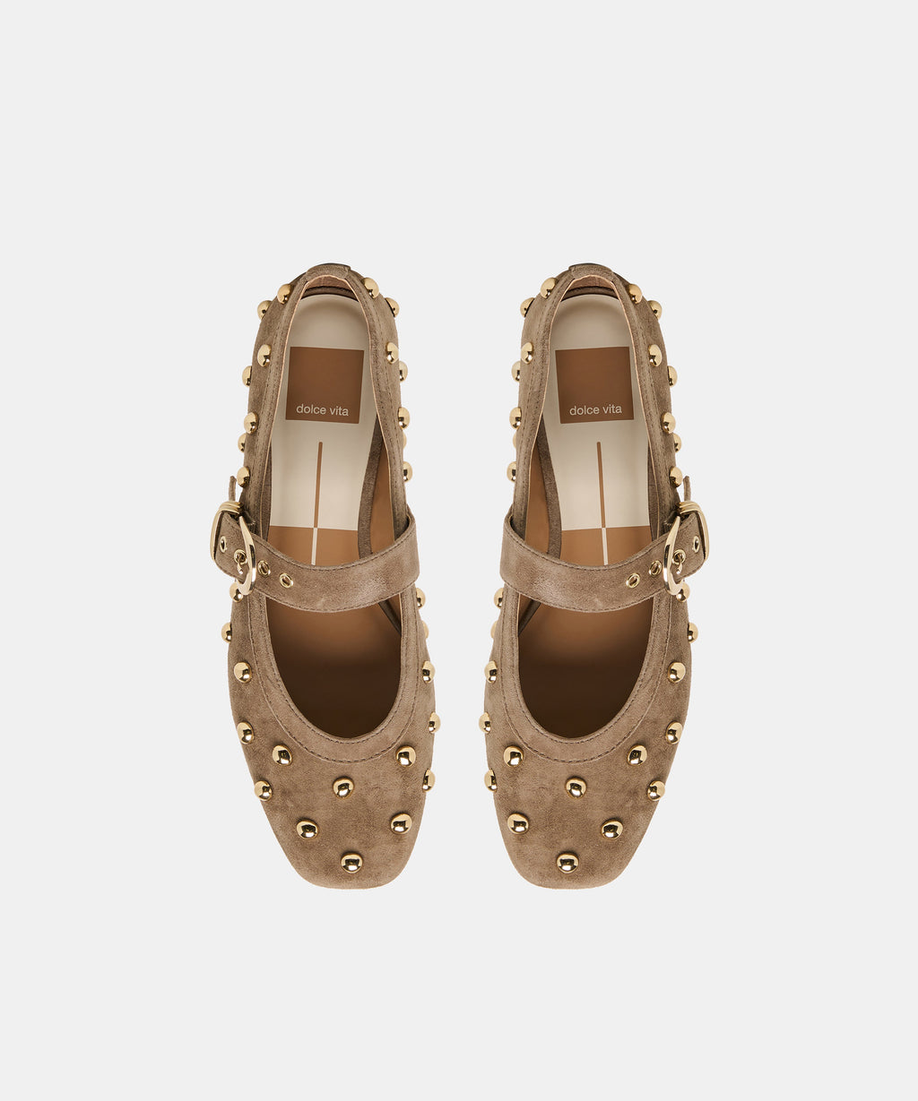 Dolce Vita Mikel Stud Olive Suede Ballet Flat