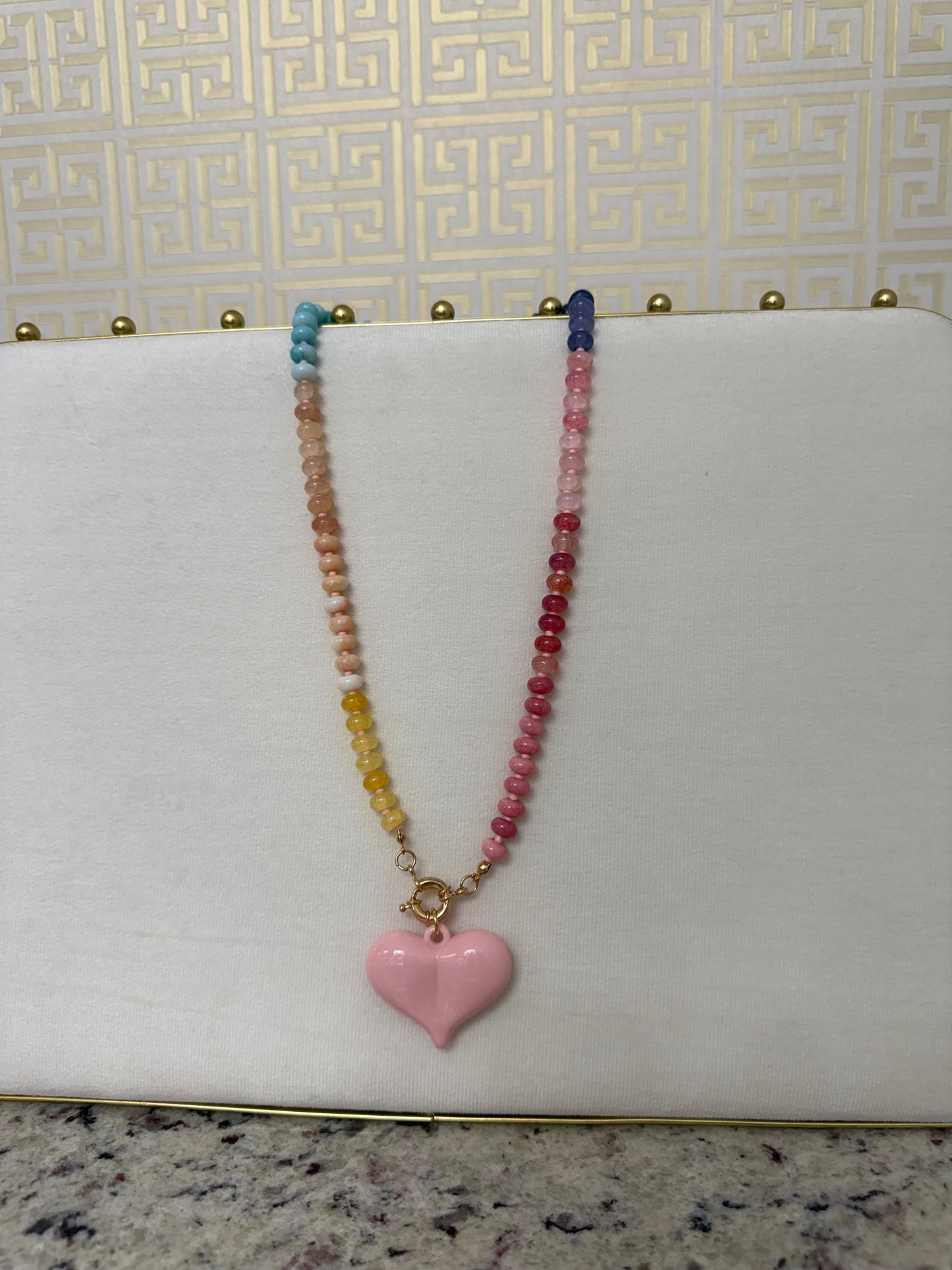 Gemelli Paisley Necklace - Light Pink
