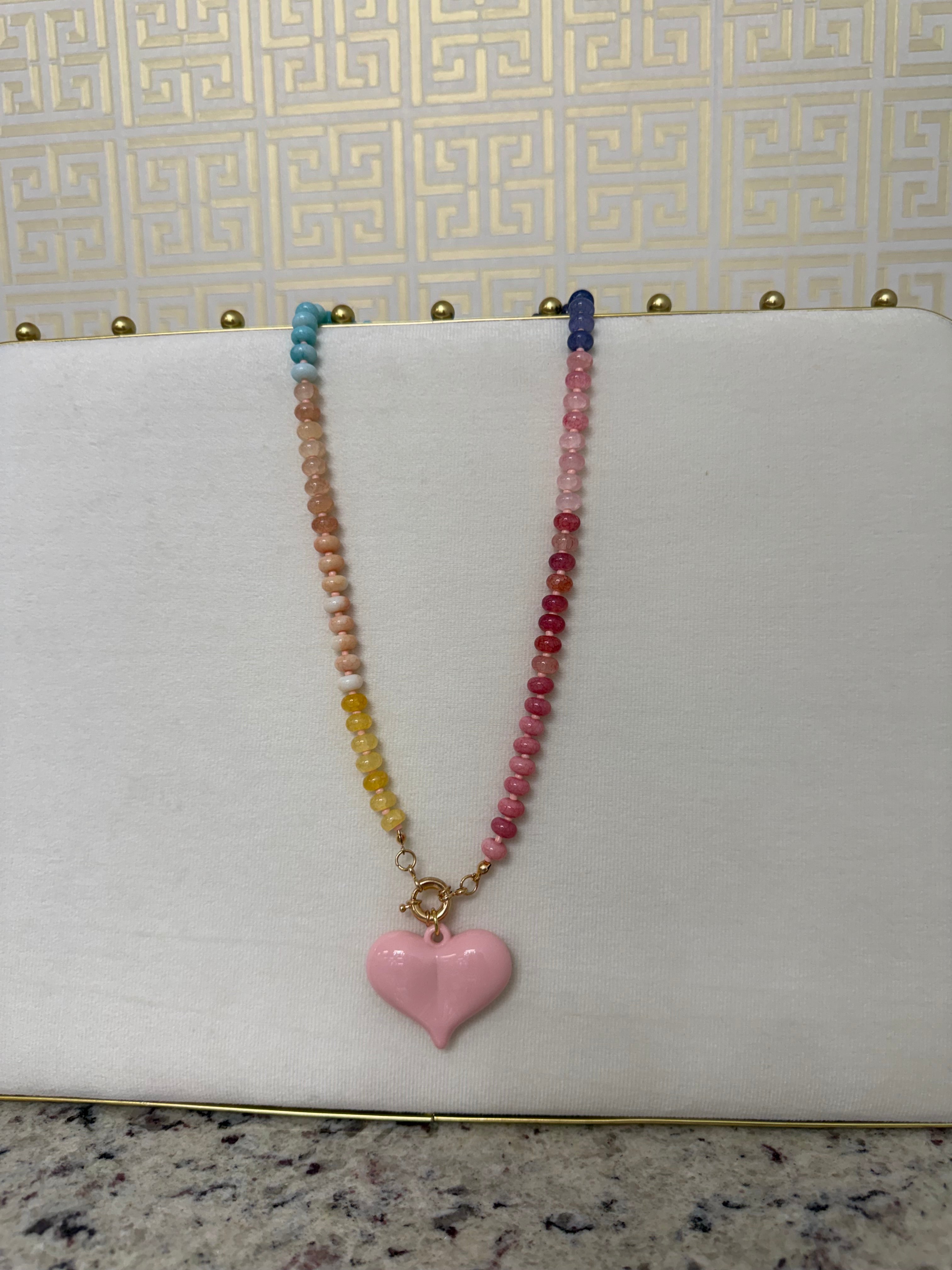 Gemelli Paisley Necklace - Light Pink