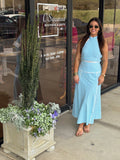 Baby Pink Aqua and White Stripe Set