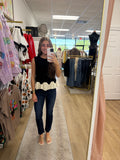 Adelyn Rae Coleen Bubble Hem Black/Ivory Top