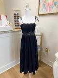 Sadie and Sage Night Bloom Pintuck Lace Midi Dress Black