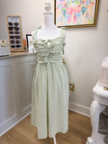Sadie and Sage See Me Stripe Bow Midi Sage Cream Dress