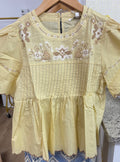 Zoe and Claire Yellow Pleated Top