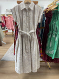 Zoe and Claire Cream Collar Short Sleeve Dress