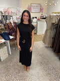 ELAN Black Cap Sleeve Maxi Dress