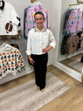 ELAN White Stoned 3/4 Sleeve Top