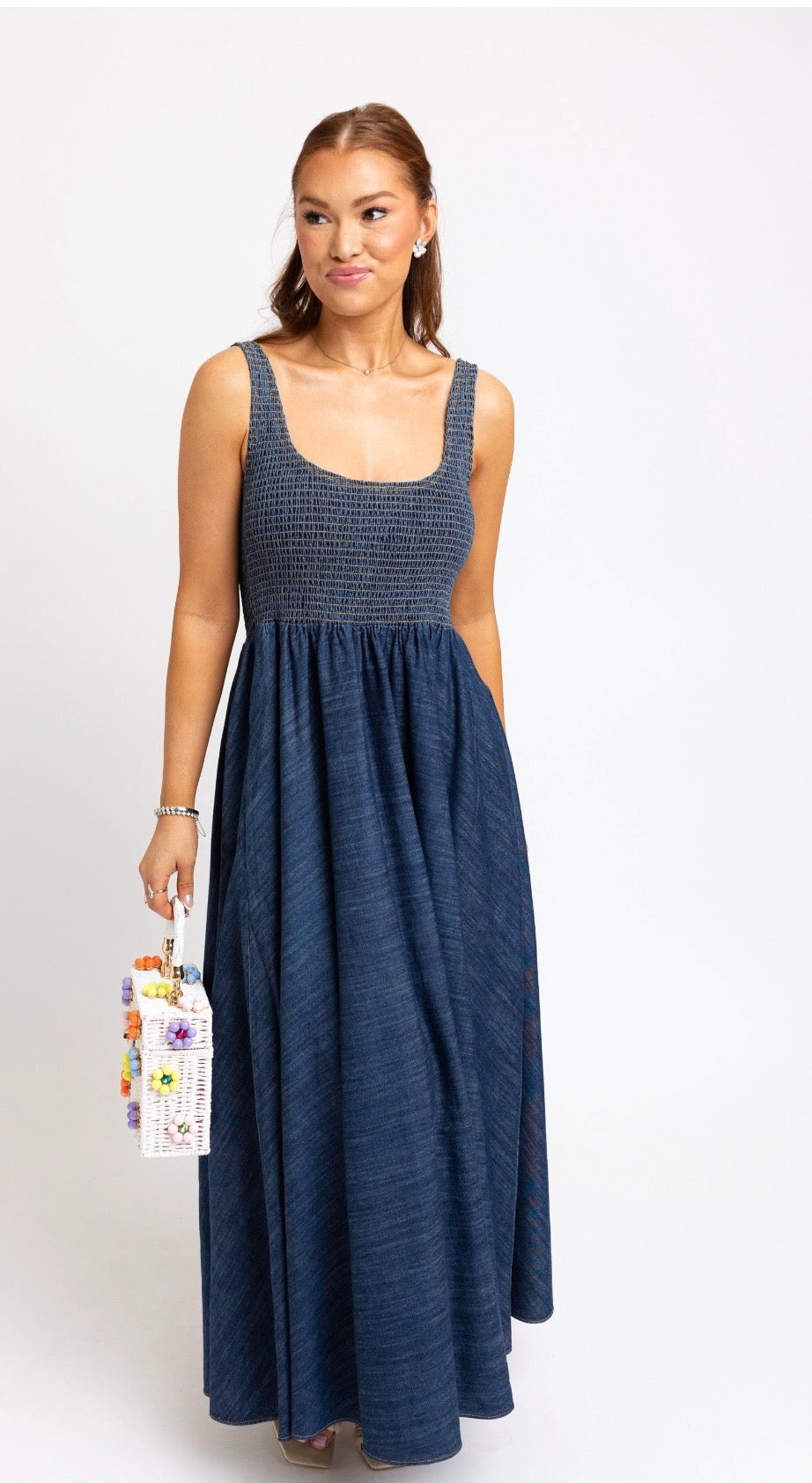 Karlie Denim Smock Tank Dress – C-Squared Boutique and Gifts