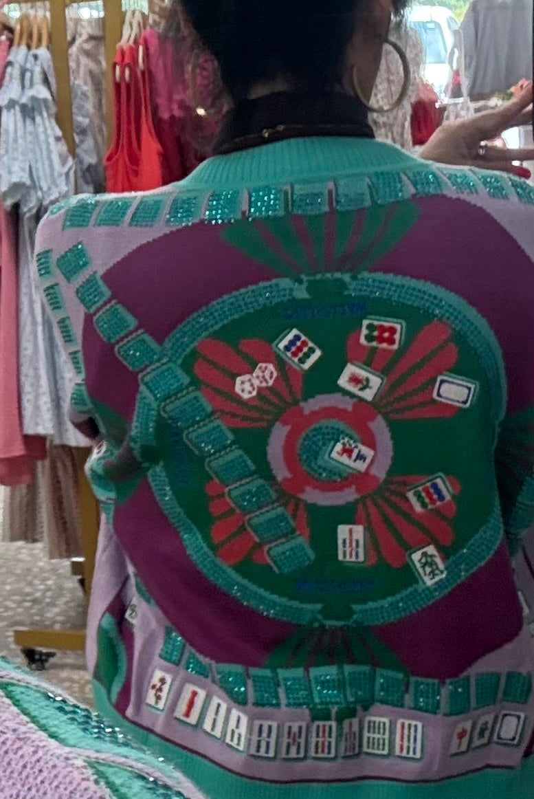 QOS Multicolored Mahjong Button Up Cardigan