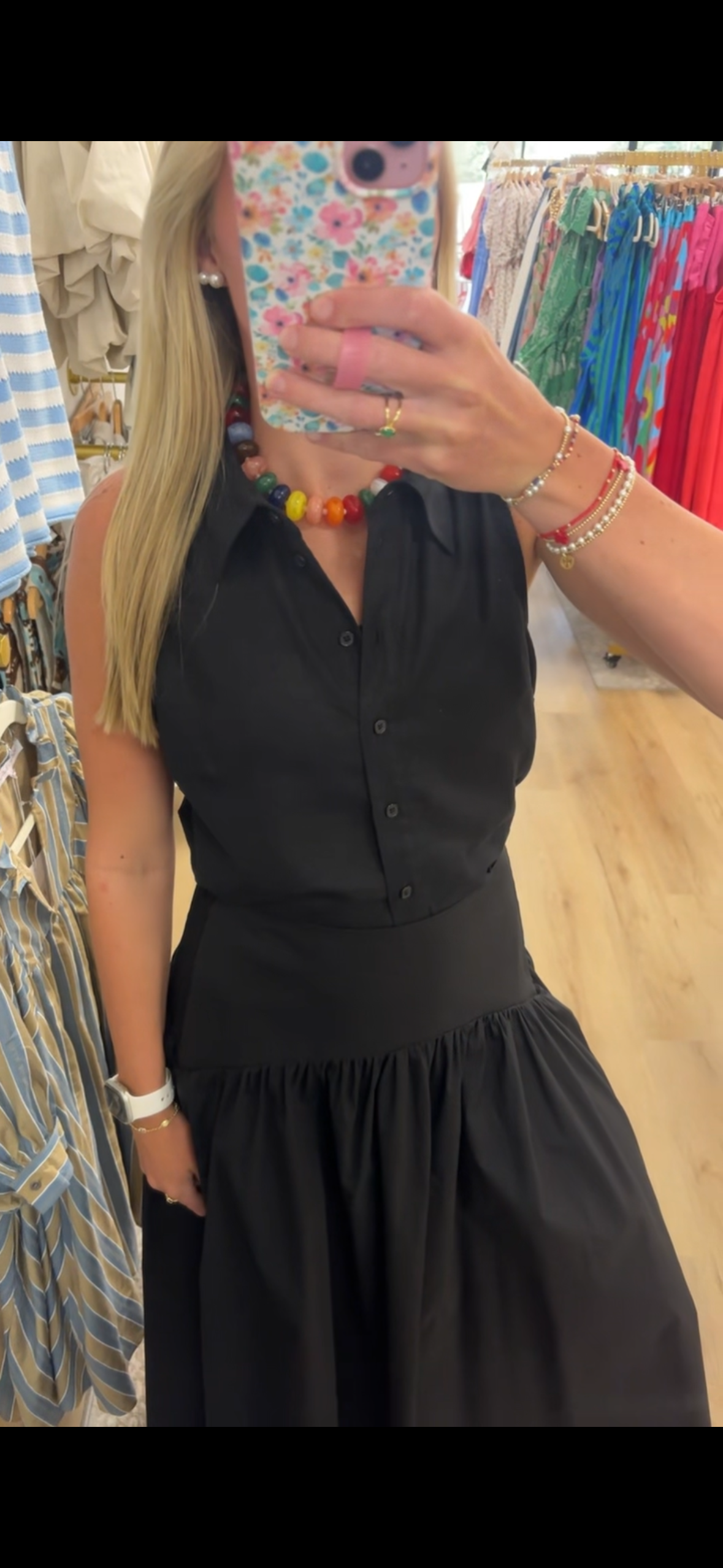 ELAN Black Maxi Curved Skirt