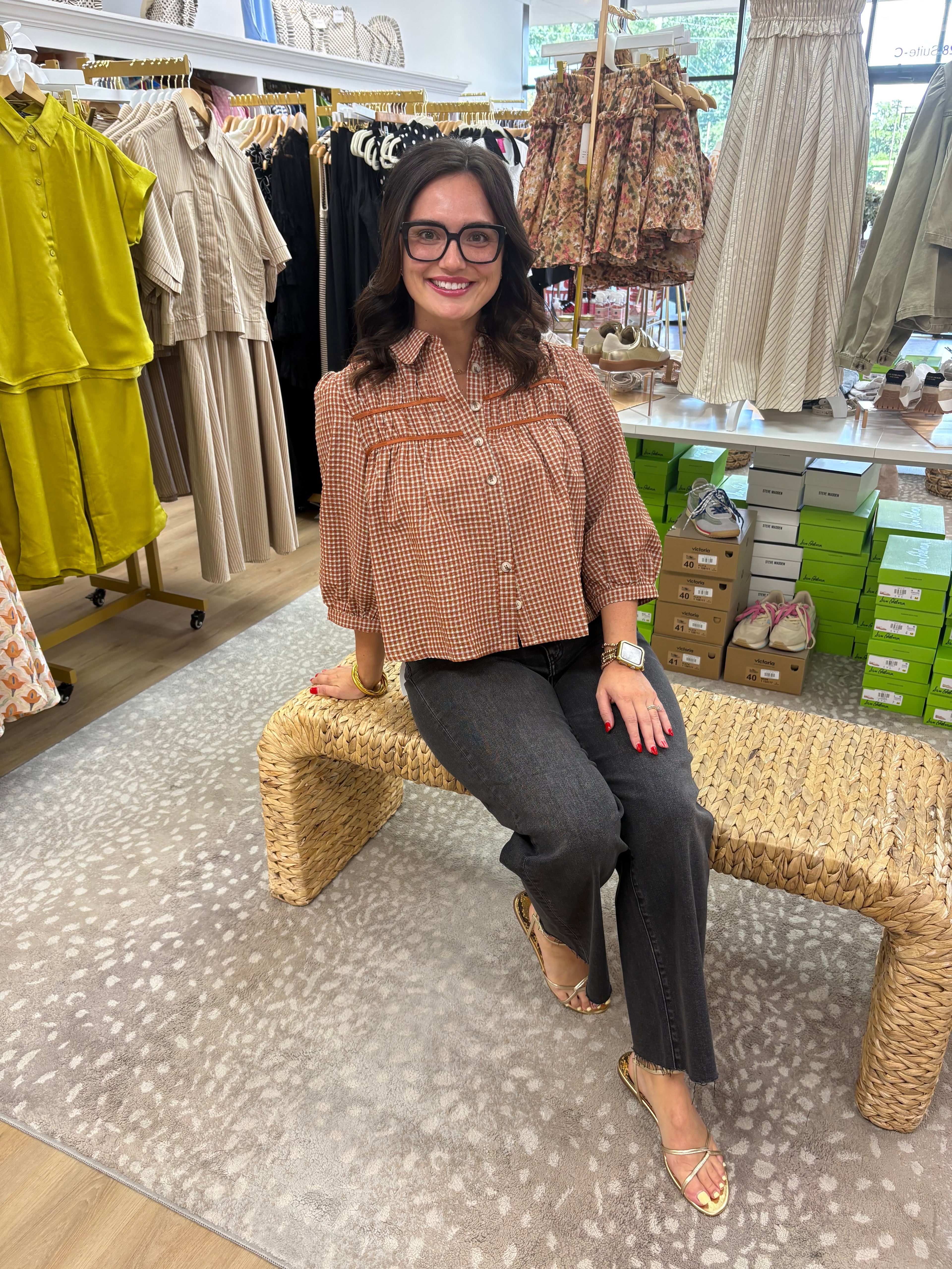 MMIS Terracotta Check Blouse