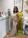Sage the Label Bubble Tank and Knit Pant Set in Heather Taupe