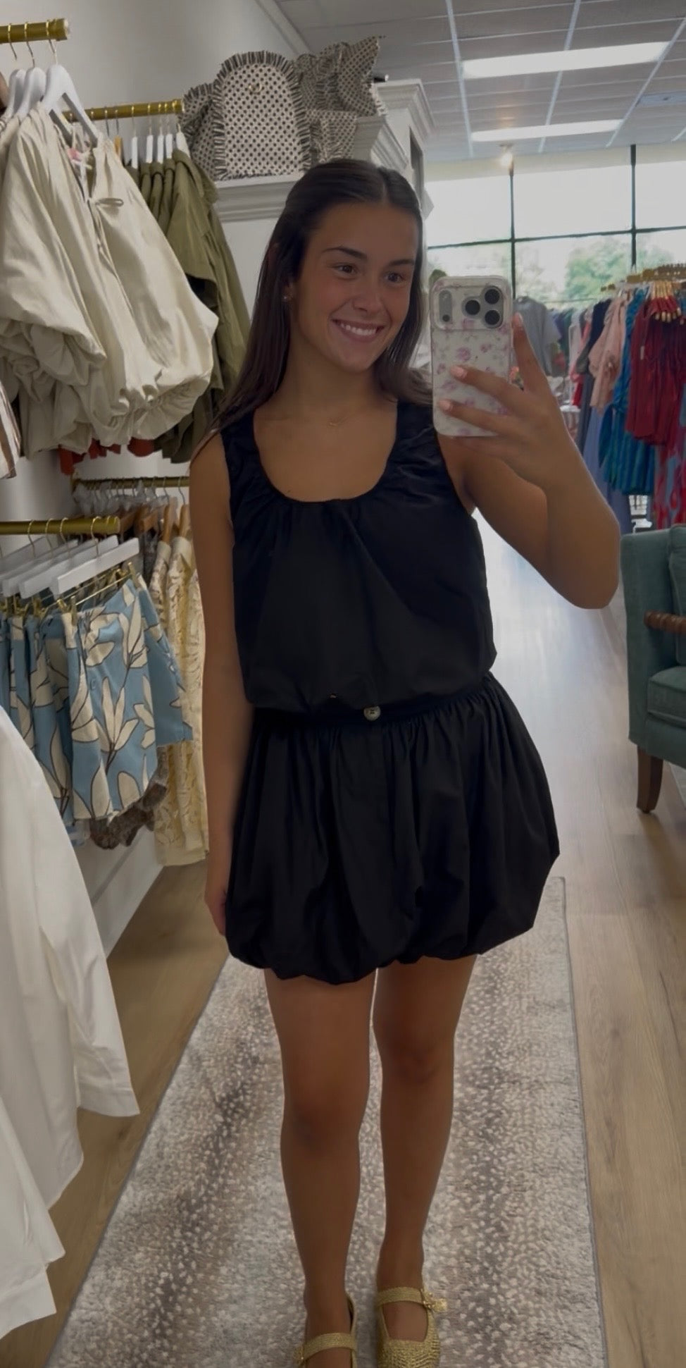 Karlie Solid Poplin Black Bubble Tank