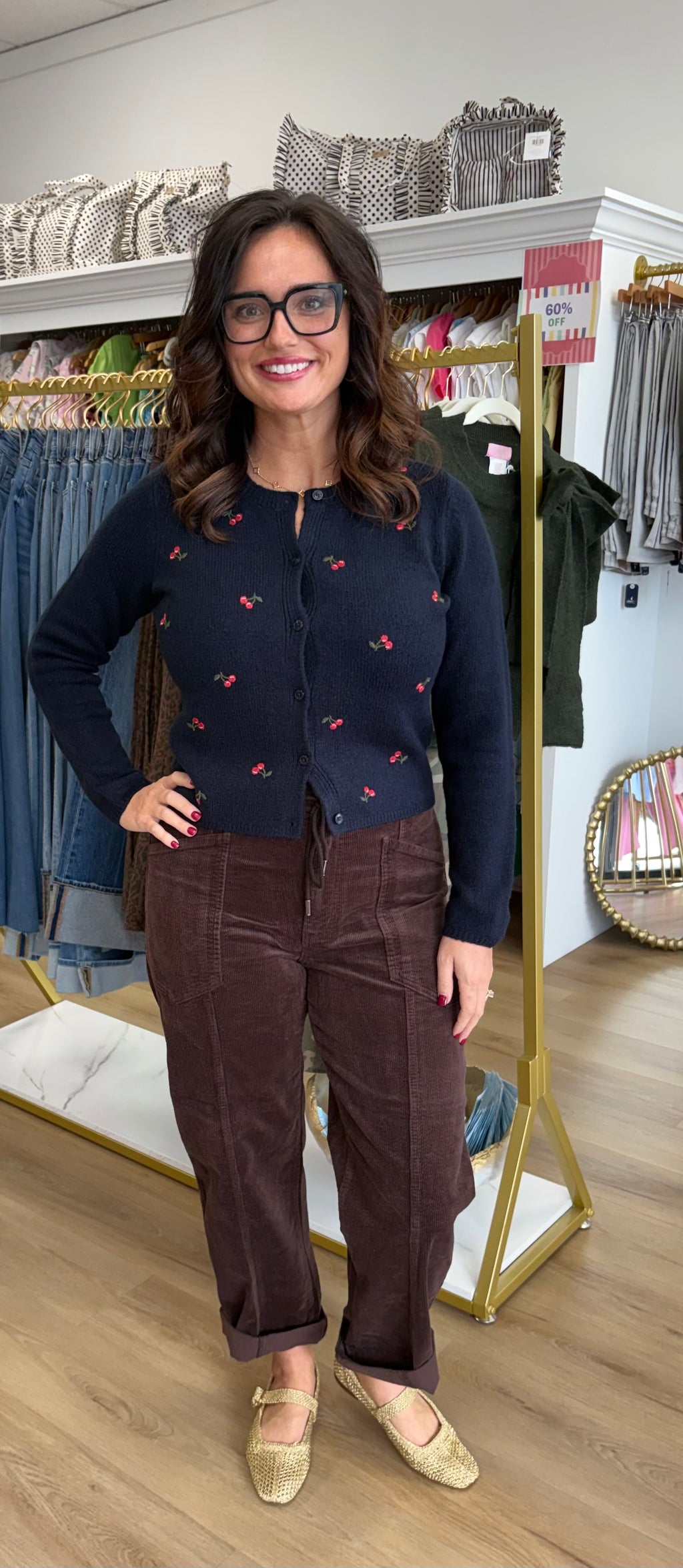DAZE Navy Cherry Cardigan
