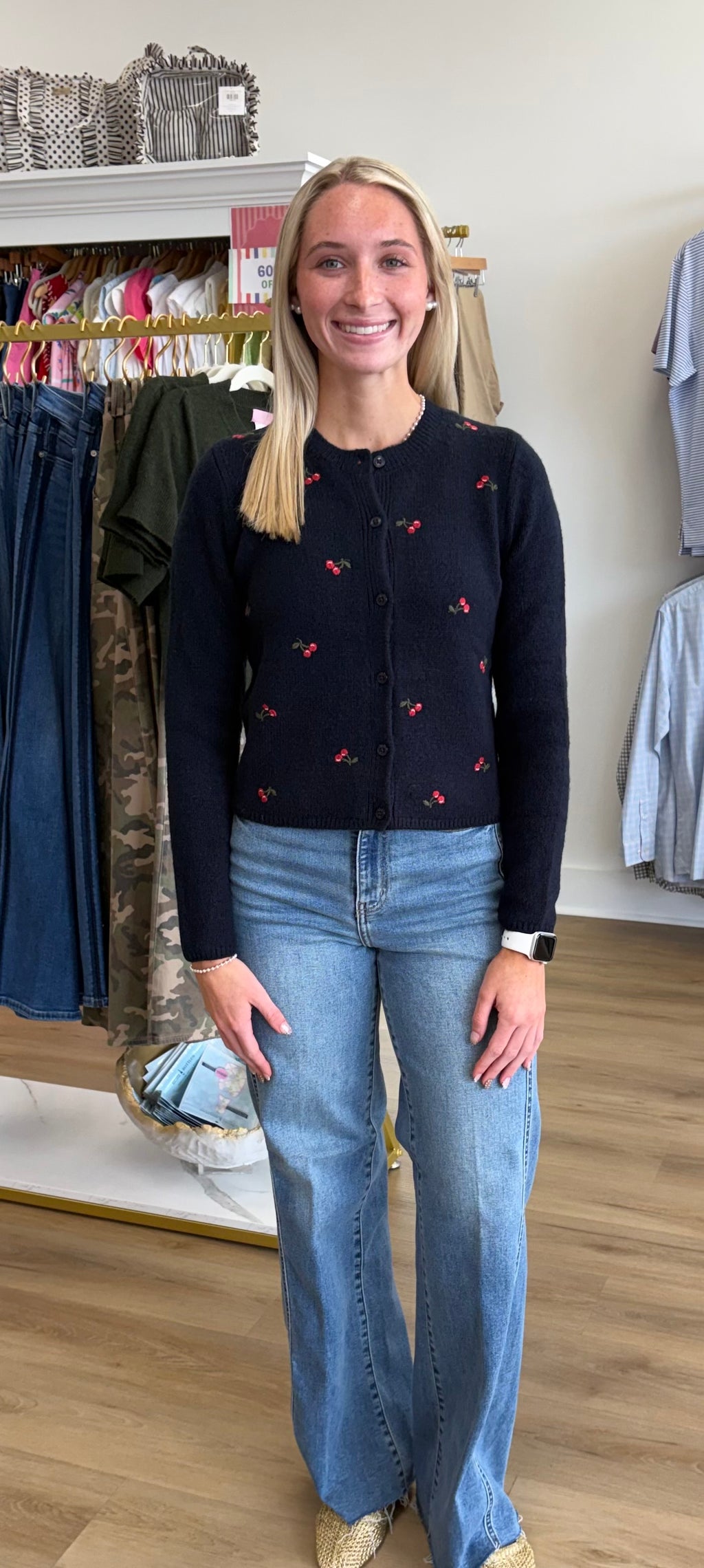 DAZE Navy Cherry Cardigan