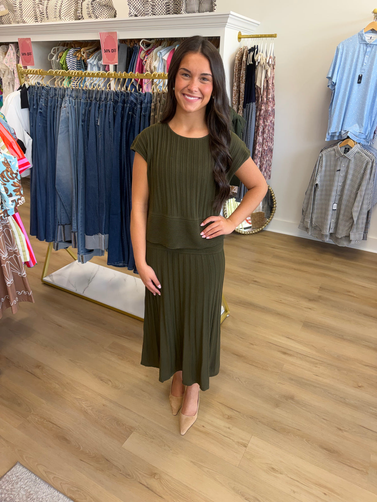 ELAN Robbie Maxi Dress in Olive