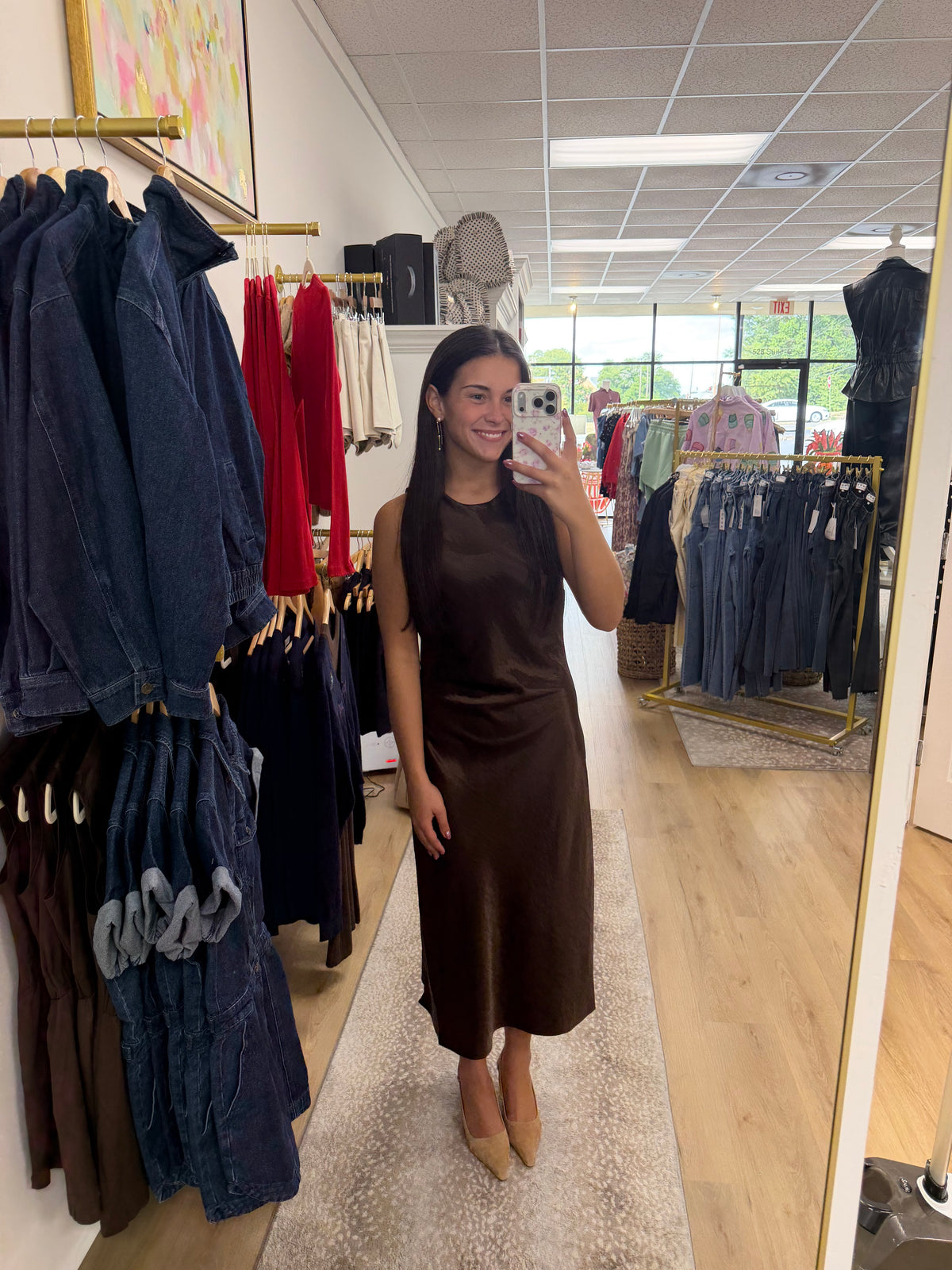Velvet Heart Walnut Satin Dress